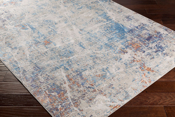 Livabliss Aisha Turkish Machine Woven Polyester Viscose Accent Rug Soft Neutral Entryway Blue, White 2'7" x 4'11" AIS2311-275