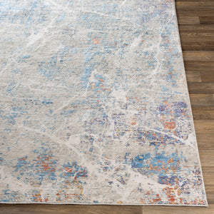 Livabliss Aisha Turkish Machine Woven Polyester Viscose Accent Rug Soft Neutral Entryway Blue, White 2'7" x 4'11" AIS2311-275