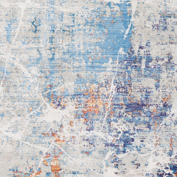 Livabliss Aisha Turkish Machine Woven Polyester Viscose Accent Rug Soft Neutral Entryway Blue, White 2'7" x 4'11" AIS2311-275