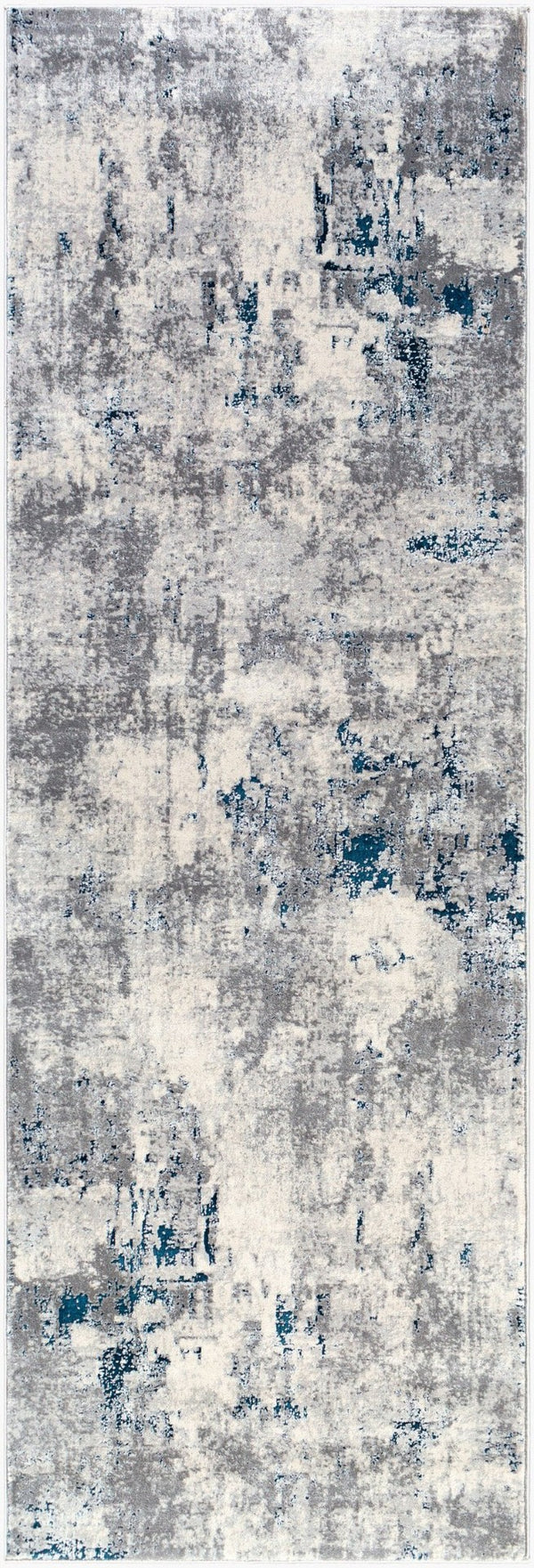 Livabliss Aisha Geometric Polyester Area Rug Turkish Woven Plush Pile Entryway Accent Charcoal, Light 2'7" x 7'7" AIS2314-2777
