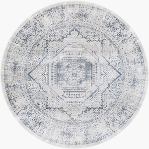 Livabliss Aisha Traditional Runner Rug Turkish Woven Polyester for Hallways and Entryways Charcoal, Gray 7'10" x 7'10" AIS2318-710RD