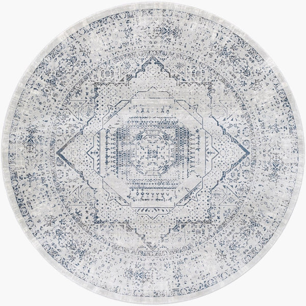 Livabliss Aisha Traditional Runner Rug Turkish Woven Polyester for Hallways and Entryways Charcoal, Gray 7'10" x 7'10" AIS2318-710RD