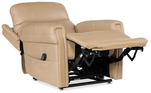 Hooker Furniture Carroll Ultra-Soft Sorrento Sand Power Recliner With Lift, Motorized Headrest & Lumbar Support RC603-PHLL4-082