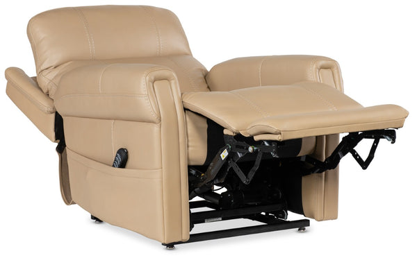 Hooker Furniture Carroll Ultra-Soft Sorrento Sand Power Recliner With Lift, Motorized Headrest & Lumbar Support RC603-PHLL4-082