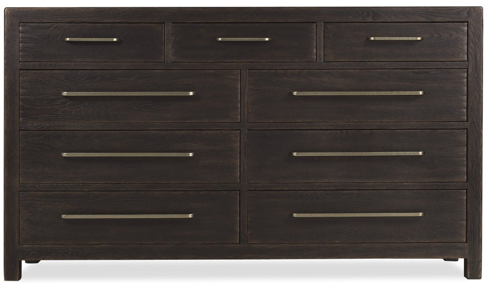 Hooker Furniture Driftwood Nine-Drawer Dresser With Cedar-Lined Bottom Drawers, Removable Jewelry Tray, Oak Solids Blacks 6820-90201-99