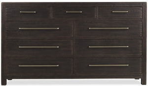 Hooker Furniture Driftwood Nine-Drawer Dresser With Cedar-Lined Bottom Drawers, Removable Jewelry Tray, Oak Solids Blacks 6820-90201-99