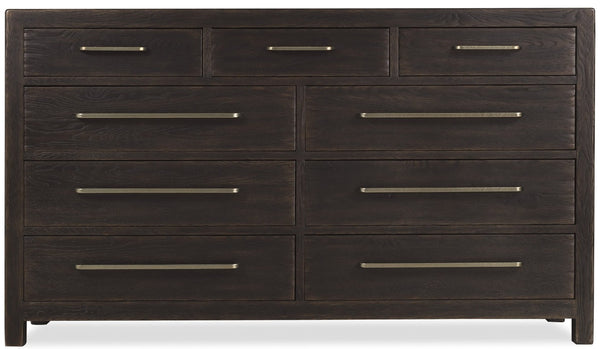 Hooker Furniture Driftwood Nine-Drawer Dresser With Cedar-Lined Bottom Drawers, Removable Jewelry Tray, Oak Solids Blacks 6820-90201-99