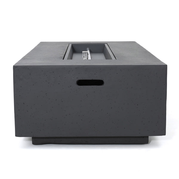 English Elm 50000 Btu Rectangular Mgo Concrete Propane Fire Table for Outdoor Patio Gatherings 59242.00-50K_59243.00