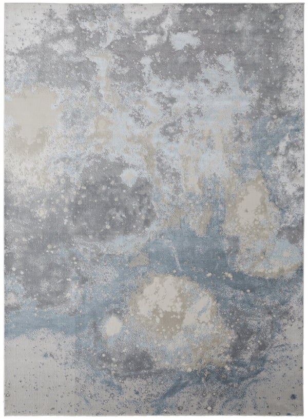 Feizy Rugs Astra Abstract Watercolor Rug – Elevate Your Space With Luxurious Metallic Designs And Soft Texture Blue,Gray Polyester,Polypropylene Ara39l3fgrybluf05