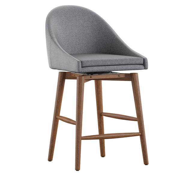 Homelegance By Top-Line Montague Mid-Century Wood Swivel Counter Height Stools (Set of 2) Grey Rubberwood