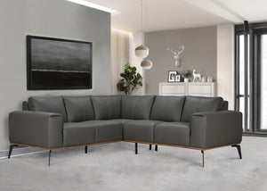 Porter Designs Porter Pietro Top Grain Leather Sectional In Charcoal - Elegant Italian Design With Comfort & Style Gray Leather 02-204-09l-2110-kit