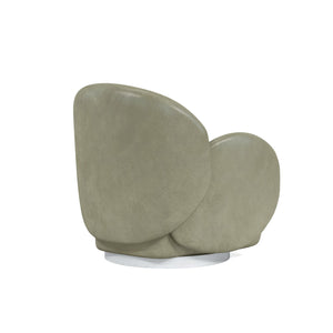 A.R.T. Furniture Rothko Leather Swivel Chair - Contemporary Driftwood Design With Pale Green Top Grain Upholstery Grey Rubberwood Solids,Foam,Fabric,Metal 529526-5517