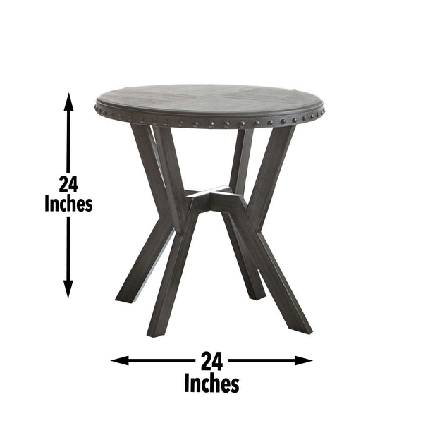 English Elm Steve Silver - Alamo Gray 3-Piece Table Set with Geometric Metal Base, Rivet Rim & Wood Tops — Industrial Chic B081S00356