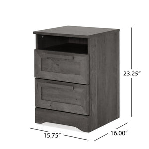 English Elm Christopher Knight Home® - DELANEY2-DRAWER Nightstand Rustic Faux Wood Nightstand with Two Drawers and Top Shelf for Storage Comfort Grey 71139.00