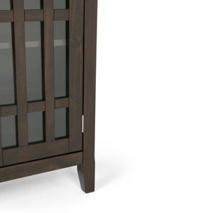 English Elm Bedford Low Storage Media Cabinet - Elegant Dark Tobacco Brown With Adjustable Shelves & Glass Doors B136P158118