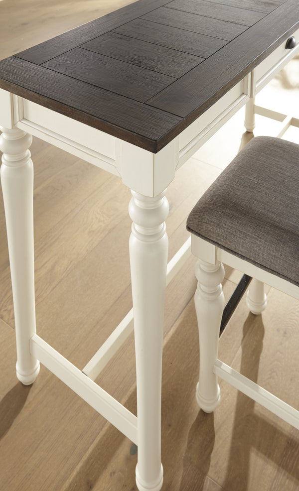 English Elm Steve Silver - Joanna 4-Piece White Bar Set with Acacia Veneers, Turned Legs & Storage Drawer — Two-Tone Finish B081P157732