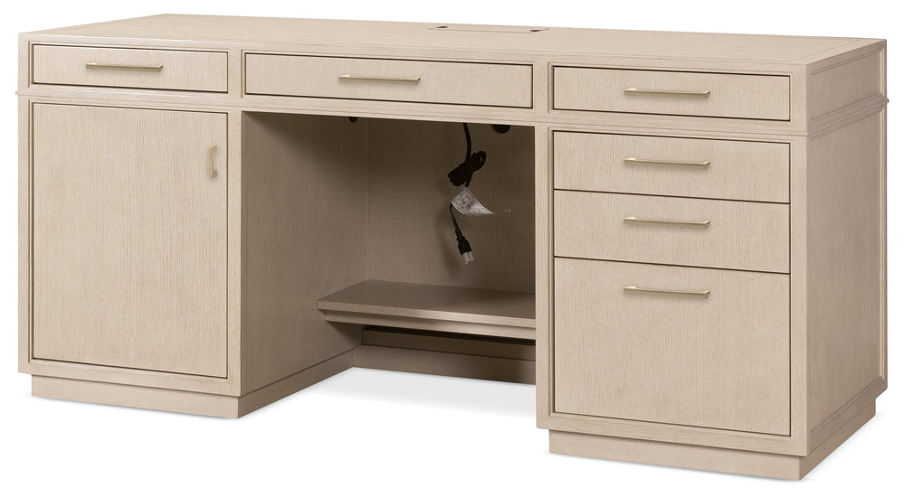Hooker Furniture Marlowe Home Office Credenza White Oak Veneer with Integrated Wire Management 6420-10464-80