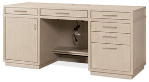 Hooker Furniture Marlowe Home Office Credenza White Oak Veneer with Integrated Wire Management 6420-10464-80