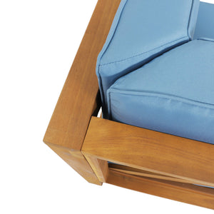 English Elm Brava Solid Acacia Cross-back Outdoor Corner Chair with Water-resistant Cushion 64489.00BLU