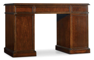Hooker Furniture Cherry Bow-Front Knee-Hole Desk With Bonded Leather Top, 7 Drawers, File Storage, Finished Back 299-10-301