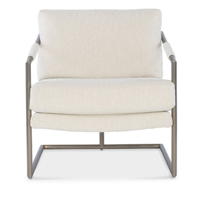 Hooker Furniture Moody Inverness Natural Upholstered Metal Chair With Fabric-Wrapped Arms & Polished Stainless Frame CC211-405