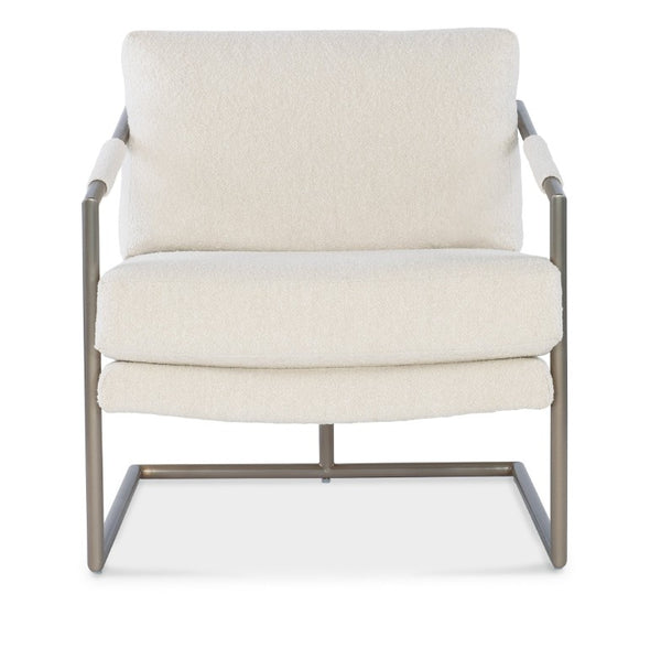 Hooker Furniture Moody Inverness Natural Upholstered Metal Chair With Fabric-Wrapped Arms & Polished Stainless Frame CC211-405