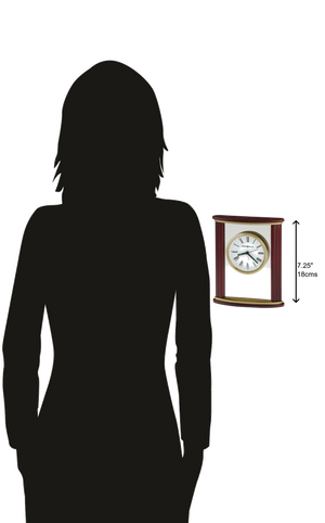 Hekman Furniture 645623 Victor Wooden Alarm Clock - Elegant Rosewood Design With Brass Accents & Quartz Movement  Victor Tabletop Clock 645623