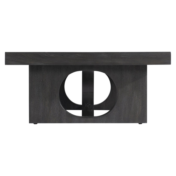 Bernhardt Bernhardt Micah Cocktail Table In Wire-Brushed Quartered White Oak Black Truffle Finish, Sculptural Geometric Centerpiece For Contemporary Living Rooms 557021