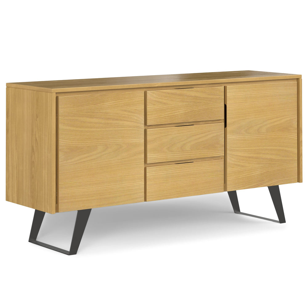English Elm Lowry - Modern Industrial Sideboard Buffet In Warm Oak Veneer With Durable Storage Solutions B136P158871