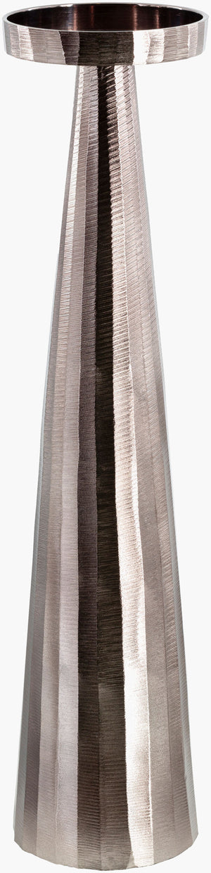 Surya Akbar Decorative Accent Candleholder - Elegant Handcrafted Aluminum Piece For Modern Homes, 22"H Metallic ,Silver Aluminum Akb001-set