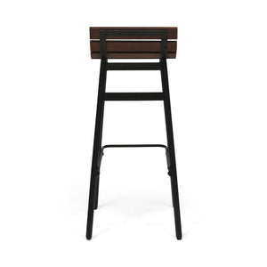 English Elm Christopher Knight Home® - NORDIC Camron 35" Wooden Barstool Set of 2 - 29.25" Seat Height, Acacia Wood & Iron, Dark Brown/Black Finish 65564.00DBRN