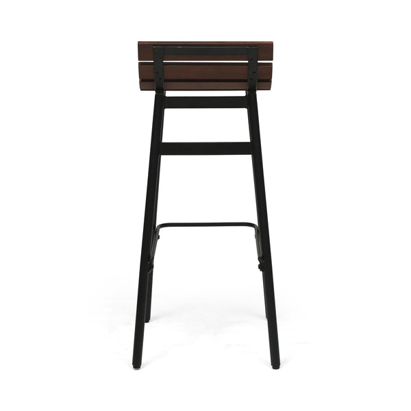 English Elm Christopher Knight Home® - NORDIC Camron 35" Wooden Barstool Set of 2 - 29.25" Seat Height, Acacia Wood & Iron, Dark Brown/Black Finish 65564.00DBRN