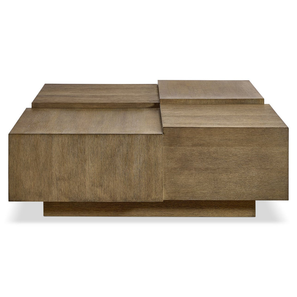 Bernhardt Bernhardt Weiss Oak Cocktail Table with Wire-brushed Finish and Sculptural Cube Design 570010