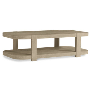 Bernhardt Bernhardt Tribeca Cocktail Table With Wire-Brushed Aurum Oak, Sculpted Legs, Lower Shelf & Casters 333024