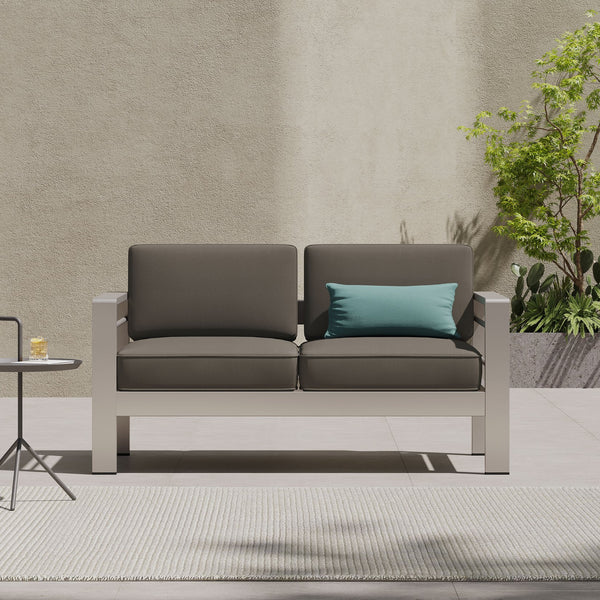 English Elm Christopher Knight Home® - CAPE Coral KD Loveseat with Aluminum Frame, Water-Resistant Cushions, 600lb Capacity, Compact khaki 56348.00