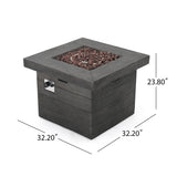 Christopher Knight Home® Noble House Anchorage 32'' Wood Square Mgo Fire Pit Grey - 40,000 Btu