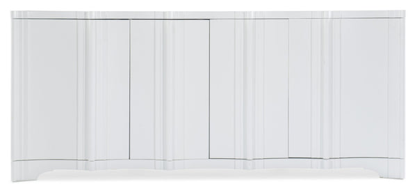 Hooker Furniture Melange Four-Door Entertainment Console In White Plaster With Light Blue Interior, Ventilated Power Hub 628-55015-02