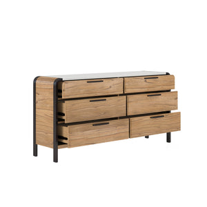 A.R.T. Furniture Portico Six Drawer Dresser - Contemporary White Plaster & Sienna Finish With Cedar Lined Storage Brown, White Parawood Solids,Mindi Veneers,Steel 323131-3351