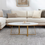 Akola AKO-001 17"H x 44"W x 20"D Coffee Table AKO-001  Top: White; Base: Gold Surya