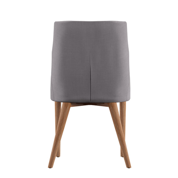 Homelegance By Top-Line Arnet Oak Barrel Back Linen Upholstered Dining Chairs (Set of 2) Grey Rubberwood