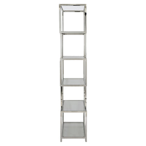 Bernhardt Bernhardt Kaley Etagere 38" W X 82" H Polished Stainless & Tempered Glass Shelves — Sleek Modern Display 309816