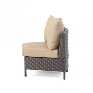 English Elm Christopher Knight Home® - PT LIMON SINGLE SOFA Curved Armless Outdoor/Indoor Faux Rattan Chairs with Water-Resistant Cushions and Heavy-Duty Iron Frame Dark Brown 54786.00
