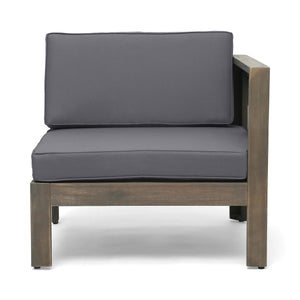 English Elm Alcove Acacia Hardwood Outdoor Sectional Set with Ottoman and Coffee Table 63714.00GDGRY