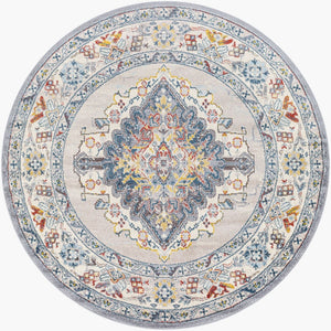 Livabliss Ankara Ottoman Inspired Polypropylene Area Rug with Medium Pile for Living Rooms Gray, Taupe 6'7" x 6'7" Round AKR2300-67RD