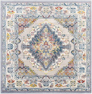 Livabliss Ankara Ottoman Inspired Polypropylene Area Rug with Medium Pile for Living Rooms Gray, Taupe 6'7" x 6'7" Square AKR2300-67SQ