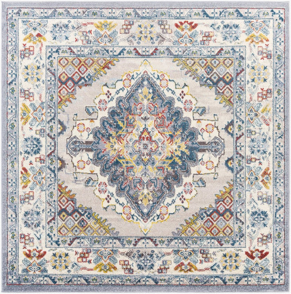 Livabliss Ankara Ottoman Inspired Polypropylene Area Rug with Medium Pile for Living Rooms Gray, Taupe 6'7" x 6'7" Square AKR2300-67SQ
