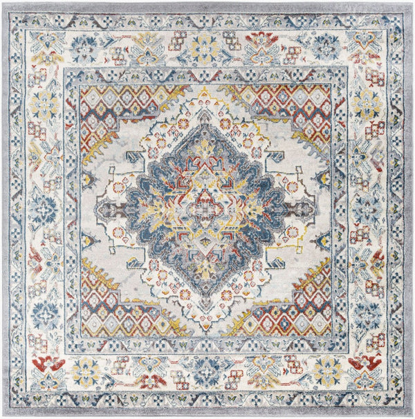Livabliss Ankara Ottoman Inspired Polypropylene Area Rug with Medium Pile for Living Rooms Gray, Taupe 7'10" x 7'10" Square AKR2300-710SQ