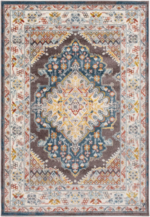 Livabliss Ankara Traditional Medallion Polypropylene Area Rug Soft Pile for Living Dining Rooms Dark Blue, Ice 6'7" x 9' AKR2302-679