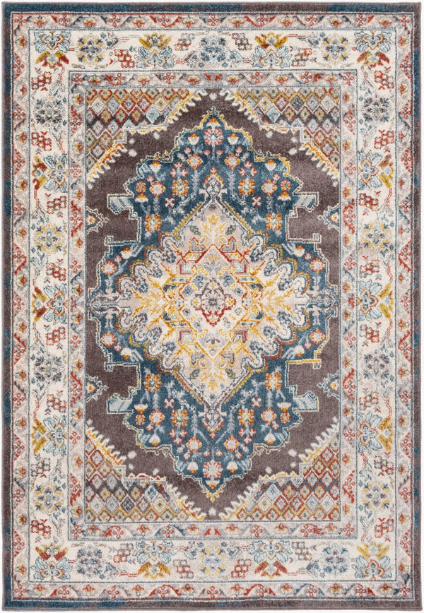 Livabliss Ankara Traditional Medallion Polypropylene Area Rug Soft Pile for Living Dining Rooms Dark Blue, Ice 6'7" x 9' AKR2302-679