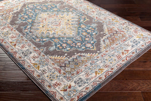 Livabliss Ankara Traditional Medallion Polypropylene Area Rug Soft Pile for Living Dining Rooms Dark Blue, Ice 7'10" x 10'2" AKR2302-710103